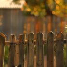 a picturesque backyard scene showcasing expertly crafted wooden fencing, bathed in warm golden light, evokes a sense of security and tranquility, inviting viewers to envision their own outdoor project.